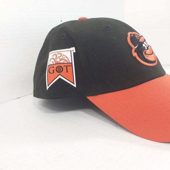 Baltimore Orioles New Era Game of Thrones 9FORTY Adjustable Hat - Black/Orange - Picture 3 of 6
